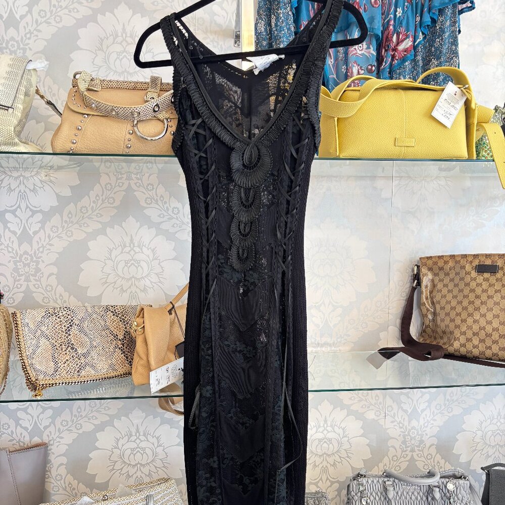 Christian Dior Black Lace Corset Mini Dress - Size Small